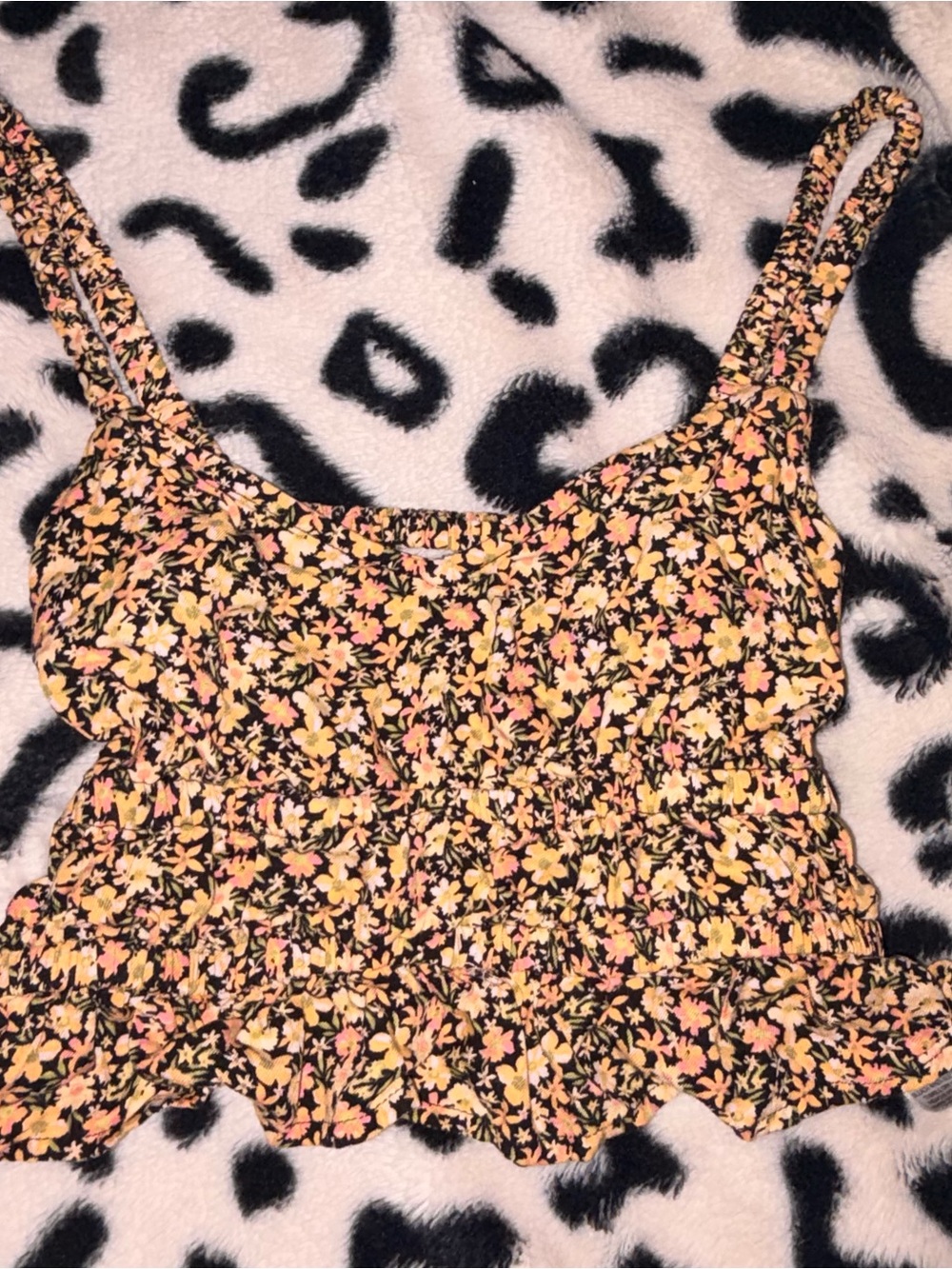 Arizona Jean Co. Floral Smocked Crop Tank Top | XS